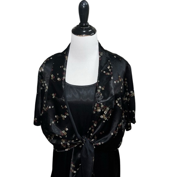 II Real Women's Size 14 Evening Maxi Dress and Bolero Jacket Set Silk Look 1980s - Picture 2 of 12